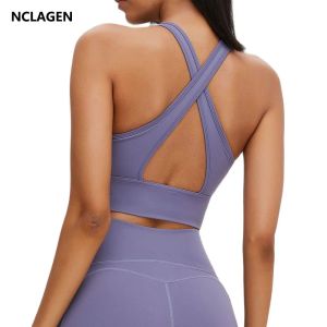 Bras Nclagen Sports Bra High Support Suport Rong Vest Gym Cross Beautiful Back vneck йога майки отжимание сексуальное фитнес -нижнее белье