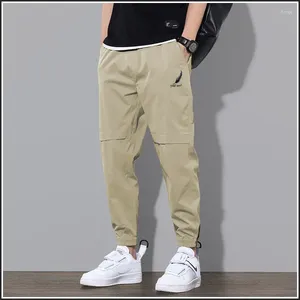 Calça masculina homens cargo cargo primavera outono casual solto elástico ao ar livre calça esportiva masculina mana fit