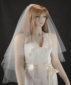 New Top Fashion Real Image Cut Edge With Comb 2T Lvory White Wedding Veil Fingertip Bridal Ve5736058