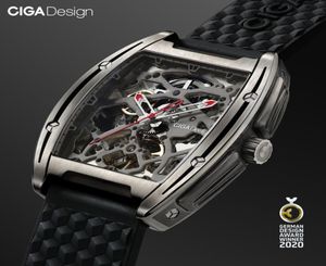 CIGA Design Z Series Titanium Case Automatic Mechanical Wristwatch Silicone Modiece مع حزام جلدي واحد لـ LJ206639624