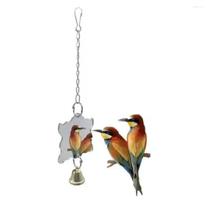 Other Bird Supplies Cage Mirror Hanging Ringing Bell Toys Interactive Durable Pets Products Birds Pendant Chain Safe Creative Cute Funny