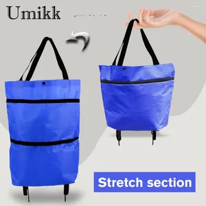 Shopping Bags Supermarket Tug Bag With Wheel Portable Food Organizer Oxford Reusable Easy Installation Folding Waterproof For Camping Trip