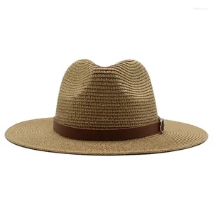 Berets Women Paper Straw Panama Hats Wide Brim Summer Beach Caps UV Protect Jazz Sun Hat Men Foolble Fedoras Cap Chapeu