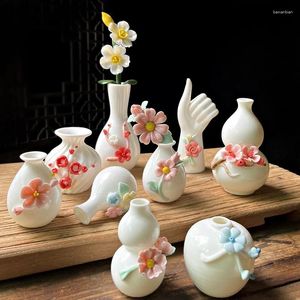 Vases Handheld Ceramic Vase Minimalist Hydroponic Small Flower Utensil Tabletop Craft Decoration