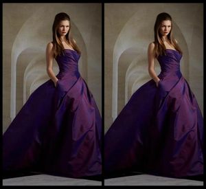 2020 Charming Purple Evening Dresses Sleeveless Elie Saab Dresses Ball Gown Ruched Taffeta Long Dress Prom With Pocket3836198