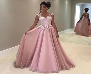 2019 erröten rosa lange abend abends prom Kleider reine Nackenkappe Ärmel Schlüsselloch Rücken Chiffon Applique Spitzenkleid Elegante Abendkleider4753744