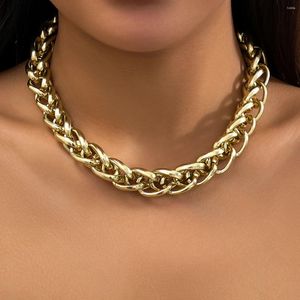 Choker Salircron Gothic Aesthetics Толстая металлическая цепь Ключица Колье панк -мод