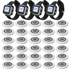 Accessori Jingle Bells 30 Pulsanti chiamanti 4 Watch Pager Ricevitore Wireless Service Service Call Bells Restaurant Guest Calling Systems