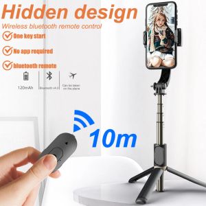 Monopods handhållen smartphone gimbal stabilisator selfie stick justerbar trådlös Bluetooth mobiltelefon selfie stick stativ för iPhone