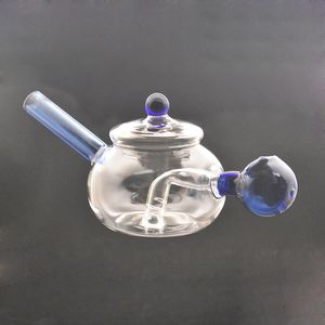 2pcs Unique Teapot Design Bubbler Smoking Water Pipe Coloful Dab Rig Oil Burner Pipe Recycler Ashcatcher Bong Best Gift for Smoker