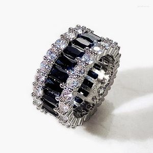 Anelli da nozze Huitan Personalità Nero CZ per donne Bling Gorgeous Ly Designing Accessori di alta qualità gioielli di alta qualità