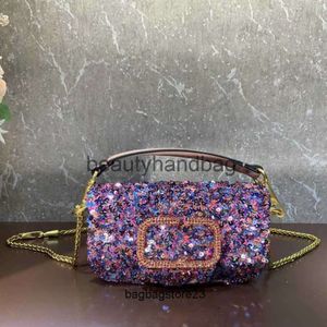 San Valentino VT V-buckle Borse Lady Bags Bags Designer 2023 Fashion Handbag Wearl Sequen Crystal Chain Small Square