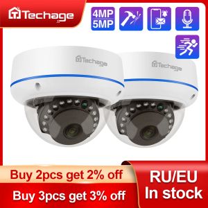 Kamery Techage H.265 4MP 5MP Kopuła wewnętrzna 48V Poe IP aparat Oneay Audio Vandalproof Glass IPC P2P wideo CCTV Security Surveillance