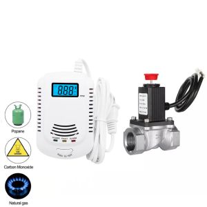 Detektor Standalonsensor Sensor Fire Security Alarm CH4 LPG LEL Brandfarligt kolmonoxid CO -detektor med elektrisk magnetventil