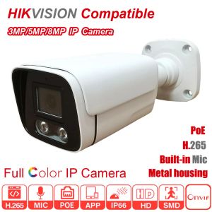 CAMERAS HIKVISION compatível com 3MP/5MP/8MP HD colorido colorvu Poe H.265 Câmera IP IP IP66 Builtin Mic IP66