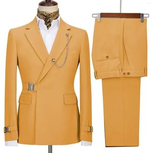Mens ternos calças blazer para homens jaqueta de gestão de designer italiano de designer italiano Slim fit homme 2pcs roupas lapela sem acessórios 240326