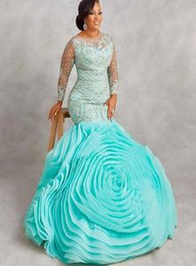 2021 بالإضافة إلى الحجم العربي Aso Ebi الأنيق Mermaid Mermaid Dresses Dresses Lace Sheer Cheer Neck Evening Party Second 2228837