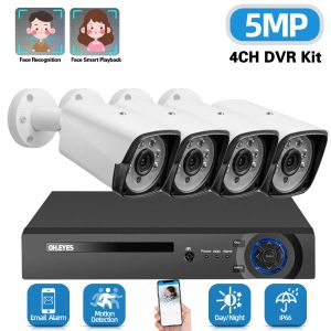 システムH.265 AHD CCTVカメラセキュリティシステムキット4CH 5MP DVRキット屋外防水弾丸カメラビデオ監視システムセットXmeye