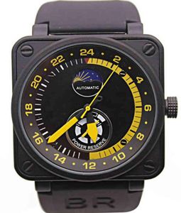 Men039s Watches Black Rubber Bell BR Automatisk mekanisk begränsad upplaga Aviation Day Power Reserve Moon Phase6490653