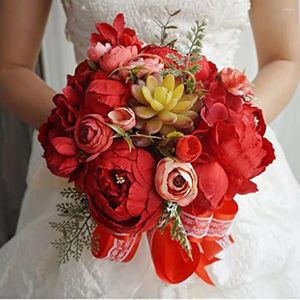 Декоративные цветы искусственный ретро -букет винтажный пиони шелк для украшения фальшивый цветок домашний декор свадебный декор