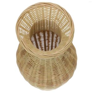 Vasos Bamboo Vaso Plantas de cesto de recipiente de vaso de bambu A desktop de vime de vime de vime de vaso de vaso seco de tecidos de escritório