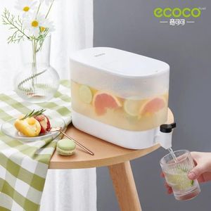 Water Bottles 4L Refrigerator Cold Jug Pot Faucet Large Capacity Lemonade Scented Tea Juice Fruit Drink Dispenser Kettle