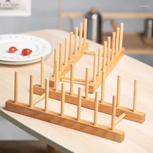 Kitchen Storage Wooden Dishes Drain Rack Dinnerware Organizer Plate Cup Drying Shelf Books Display Stand Holder