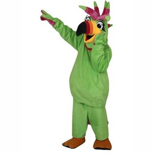2024 Nuovo Halloween Green Parrot Bird Mascot Costumi Fursuit Business Business Abito in costume
