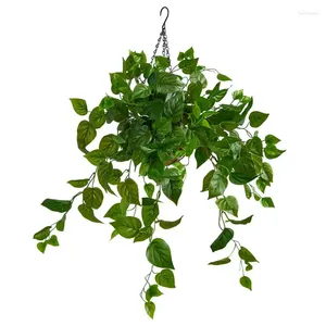 Flores decorativas 2.5 'Green Philodendron Artificial Plant in Sisfing Basket