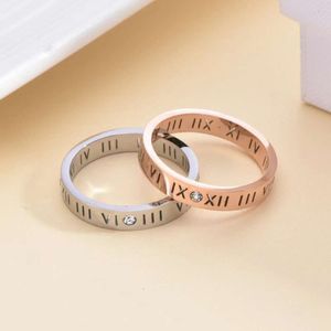 Titanium Steel Roman Numeral Diamond Inlaid That Does Not Fade, Personalized for Men and Women, Couple Ring