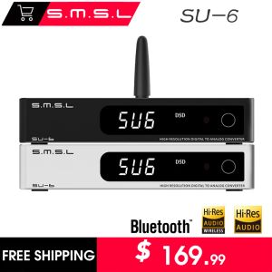 Dönüştürücü SMSL SU6 Decoder ES9038Q2M OPA1612*4 32bit/768kHz DSD512 Bluetooth 5.0 SU6 Masaüstü Mini Ses DAC uzaktan kumanda ile DAC