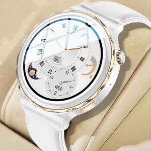 Zegarki Smart Watch okrągłe kobiety Wodoodporne Smartwatch Mężczyźni Kobiety Fitness Tracker Monitor krwi dla Androida iOS Smart Clock White