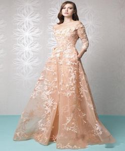 Långärmad prom klänning röd matta 2016 Tony Ward Celebrity Dress Sheer See Through Flower Mönster Appliced ​​aftonklänningar Hög qua9218355