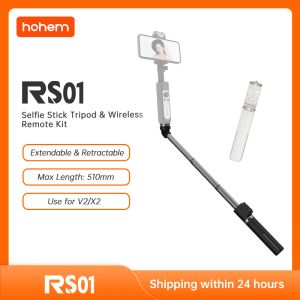 Monopods Hohem 3 1 Telefon Selfie Stick Uzatılabilir Geri Çubuk Geri Çıkarılabilir Kararlı Kompakt Tripod İSTEADE V2/X2/XE/Pro 4 için Uzaktan Kumanda Kiti