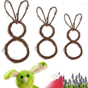 Decorative Flowers Wreath Rattan Easter Wreaths Circle Garland Ring Hanging Pendant Front Natural Door DIY Woven Frame Home