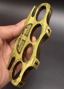 Peso cerca de 220240g Metal Brass Knuckle Duster Four Dings Self Defense Tool Fitness Defenses de segurança ao ar livre Pocket EDC Tools GE4034258