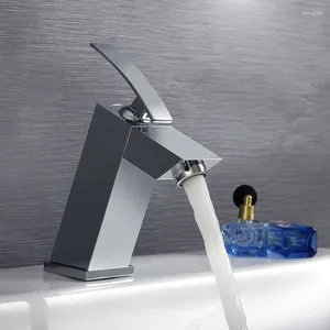 Bathroom Sink Faucets SKOWLL Faucet Single Handle Vanity Modern Bath 1 Hole Lavatory With Light HG-4838 Chrome