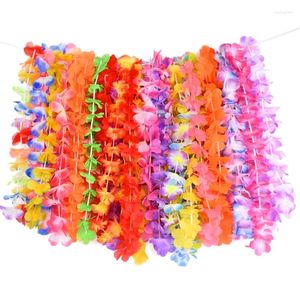 Decorative Flowers 5/10pcs Hawaii Necklace Hawaiian Dress Wreath For Hair Wedding Door Lei Flower Hoops Party Decoration