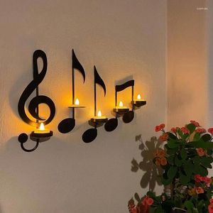 Candle Holders Music Notes Wall Sconces Holder Art Decoration Wrought Iron Stand For Wedding Bedroom Dining Room