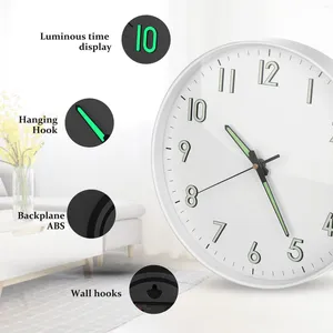 Relógios de parede 12 polegadas Relógio luminoso Excelente bateria operava em escala precisa pendurada em decoração redonda digital