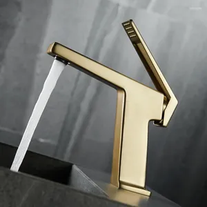 Bathroom Sink Faucets Unique Design Brass Basin Faucet & Cold Mixer Tap Single Lever Deck Mount Brushed Gold/White/Gun Grey/Black