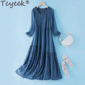 Casual Dresses Spring Summer Dress Mulberry Silk Elegant For Women High-end Real Midi Womens Clothing Style