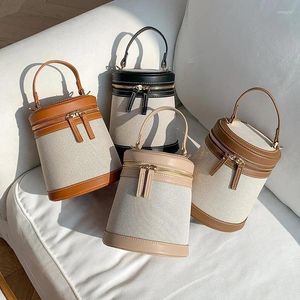 Akşam çantaları moda silindir kova kadınlar için tuval omuz crossbody çanta gündelik çanta bayanlar yüksek kaliteli müşteri işleyicisi ins