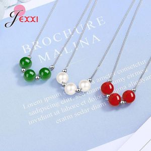 Pendant Necklaces 925 Sterling Silver Jewelry Red Green White Agate Stone Fine Necklace Women Fashion Christmas Year Birthday Gift