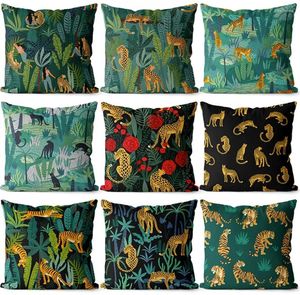 Pillow Modern Tropical Rain Forest Square Throw Pillow/almofadas Case 43 53 Vintage Leopard Green Blackcushion Cover Home Decore