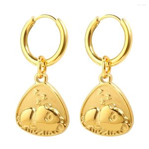 Stud Earrings JINHUI Triangle Pendant Animal Sleep Emboss Personality Stainless Steel Waterproof Trendy For Women Jewelry