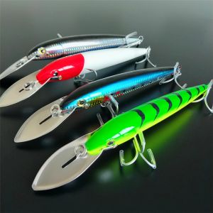 Lures noeby 1pcs büyük minnow balıkçılık cazibesi 76g/22.5cm 4 kat derinlik 68m metal dil yüzen cazibe sert yem