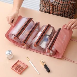 Sacos de armazenamento Bolsa cosmética portátil Four-in-One Travel Wash maquiagem dobrável para mulheres Organizador