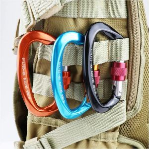 Accessories Rock Climbing Carabiner 25kN Professional Mountaineering D Shape Screw Gate Lock Carabiners Ascend Equipement