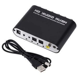 Converter Digital 5.1 Audio Decoder Dolby DTS/AC3 Optical till 5.1Channel RCA Analog Converter Sound Audio Adapter Amplifier för TV